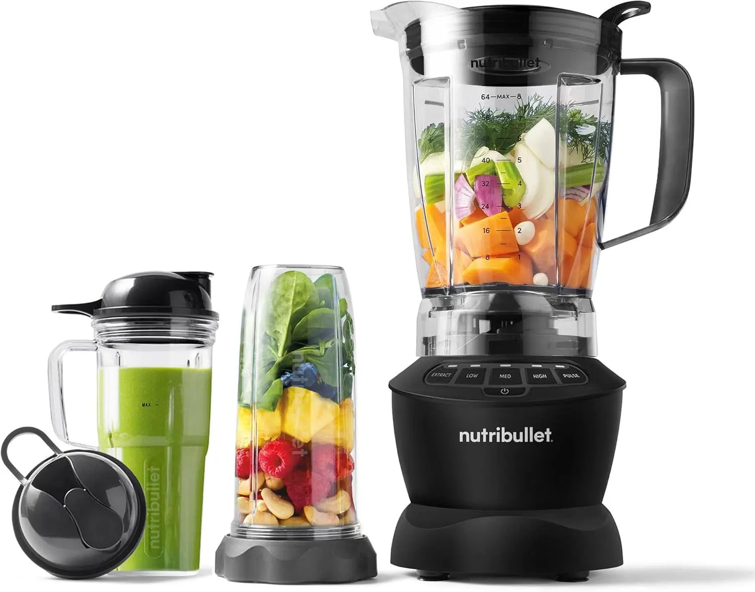 

1200W High-Speed Blender Combo with Matte Black Finish, Ideal for Smoothies and Food Prep