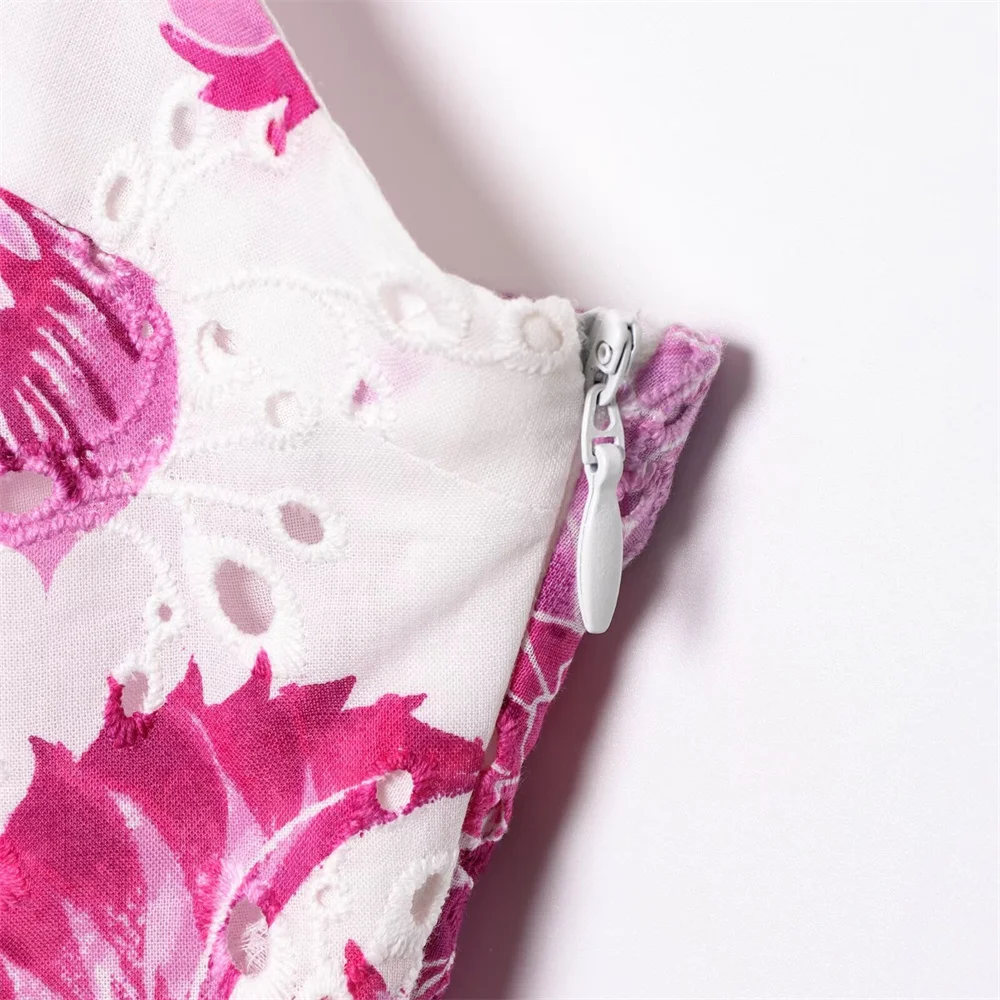 Women's Dress Fashionable Hollow Embroidery Printed Sleeveless Style Summer New Dress