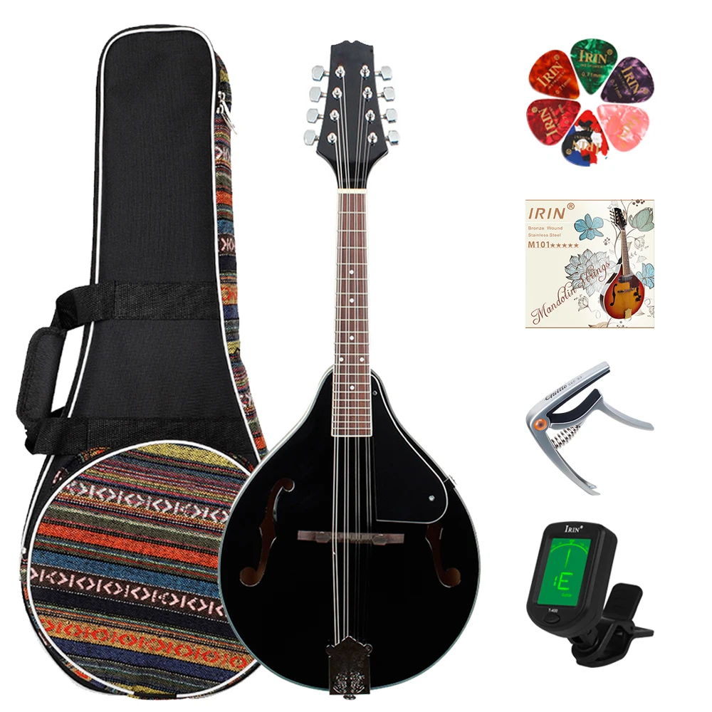 

8 String Guitar A Style Acoustic Mandolin Beginners Adults Musical Instrument Gift Black Basswood Mandolin With Bag Picks Tuner