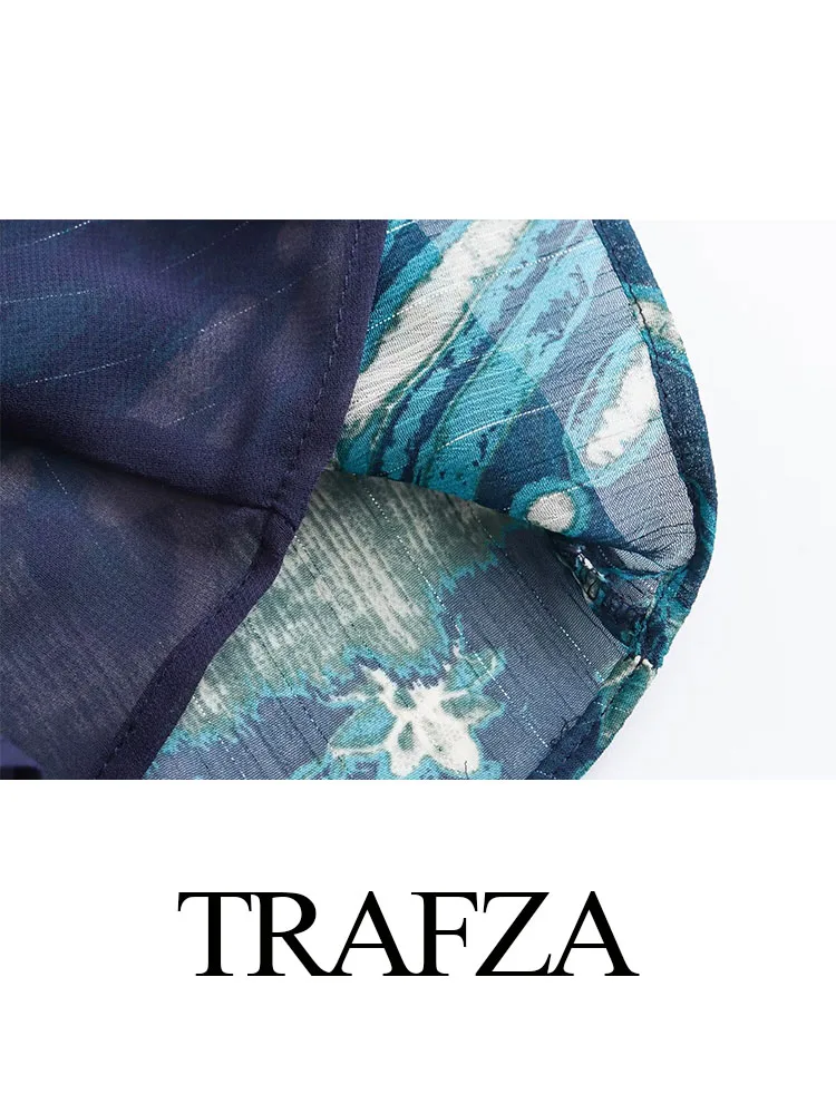 TRAFZA-Falda Midi de hilo metálico para mujer, Falda plisada de cintura elástica, Estilo Vintage, informal