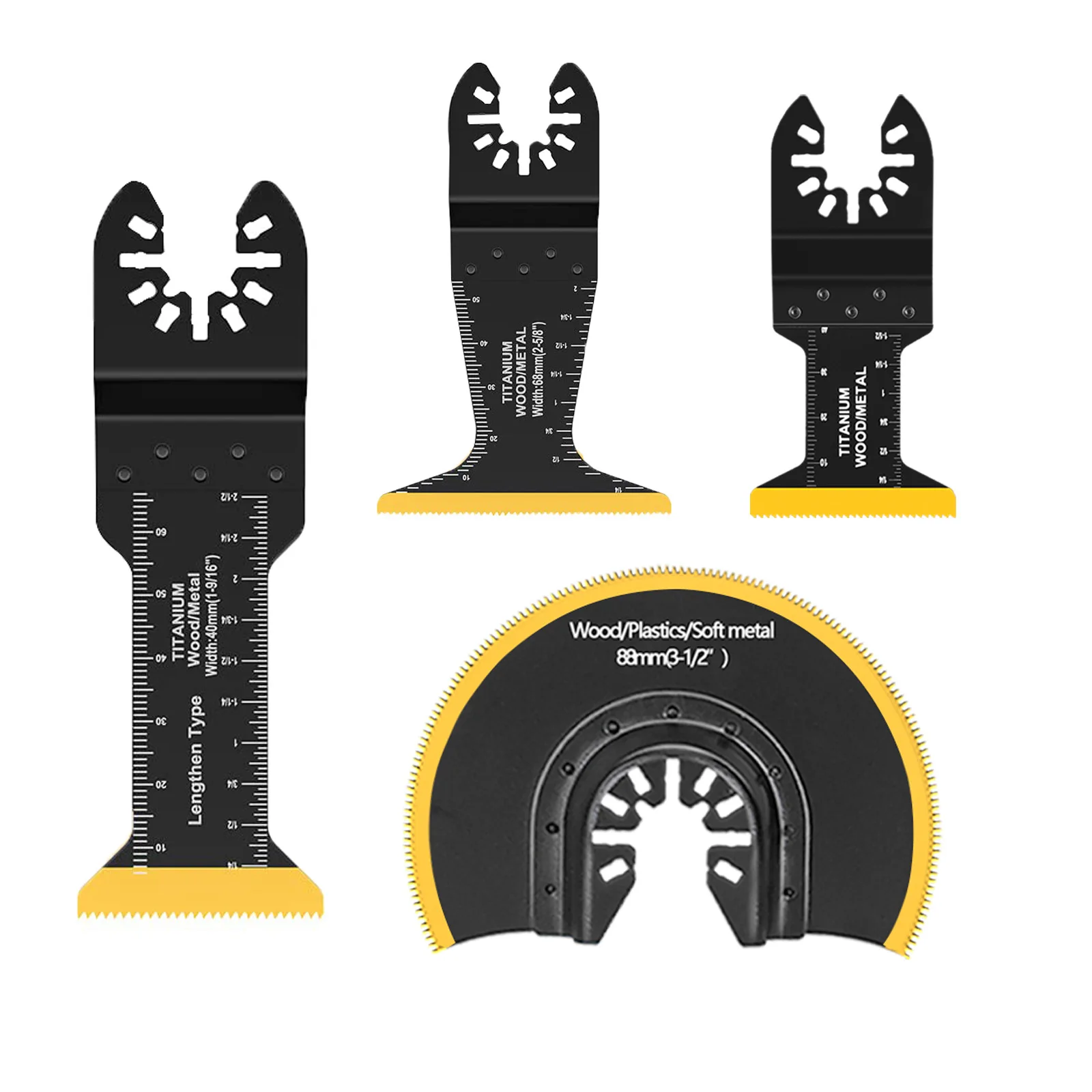 

4Pcs Titanium Coated Oscillating Saw Blades Set For Woodworking Multitool Trimmer Suitable for Makita Dewalt Milwaukee Bosch