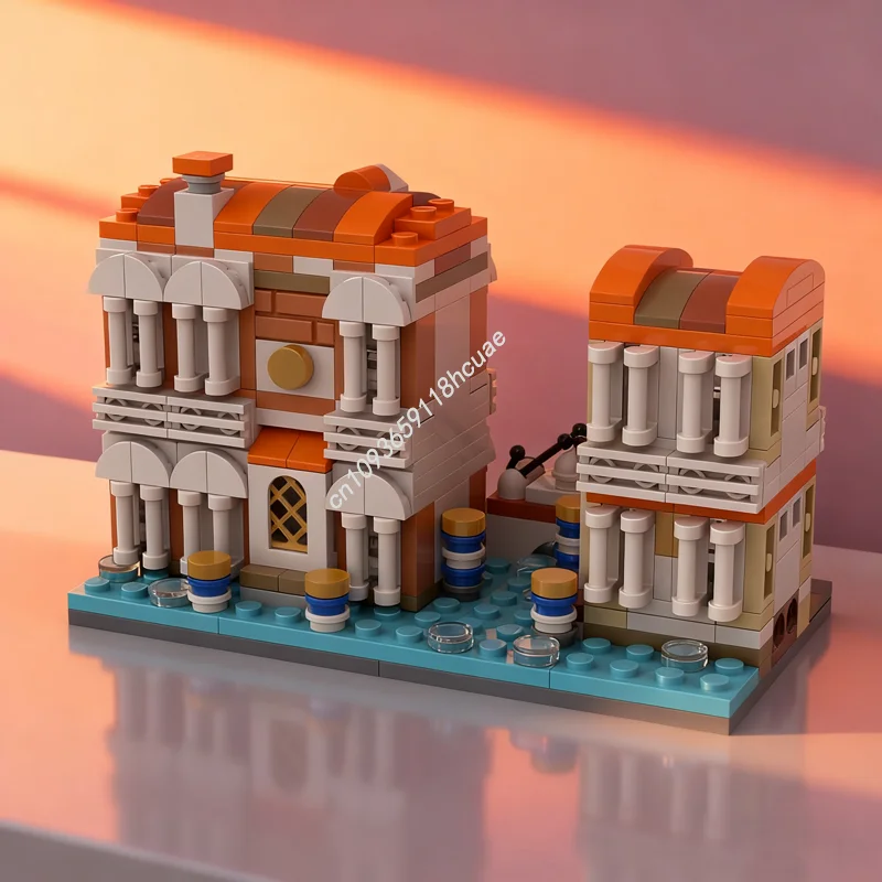 472 pz MOC Mini Case Veneziane BrickLink Modello di Costruzione Regali Di Natale Blocchi Architettura Giocattolo Assemblare Idea Creativa FAI DA TE