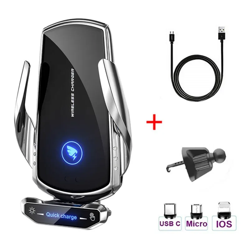 NONE Kabelloses Ladegerät Autotelefon halter stehen 15w Schnell ladestation für iPhone Xiaomi Samsung Huawei magnetisches kabelloses Auto ladegerät 6