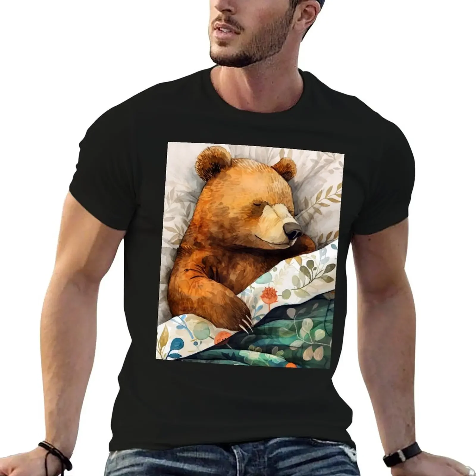 Bear portrait watercolor art #bear T-Shirt shirts graphic anime mens graphic t-shirts