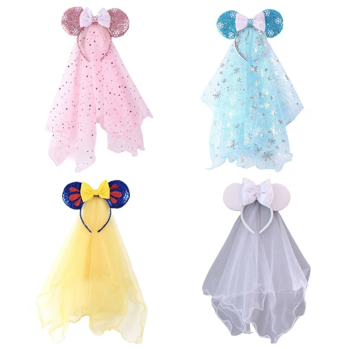 

Miniso Disney's new Snow White Headband Frozen Theme Snowflake Queen Clothing Headband Veil Children's Hair Accessories