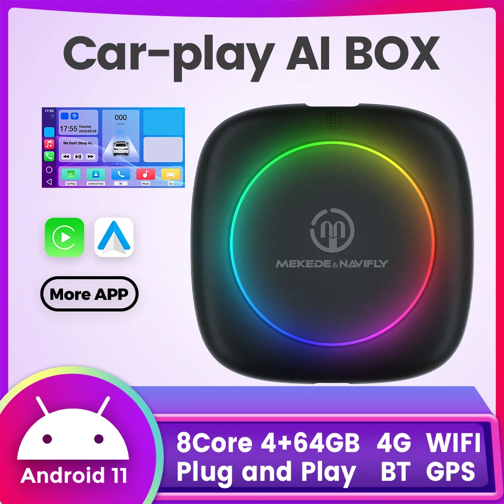 

For OEM Car Multimedia Player GPS Upgrade Wired To Wireless for CarPlay Android Auto Smart Video Streaming 4G LTE Wifi TF Ai Box