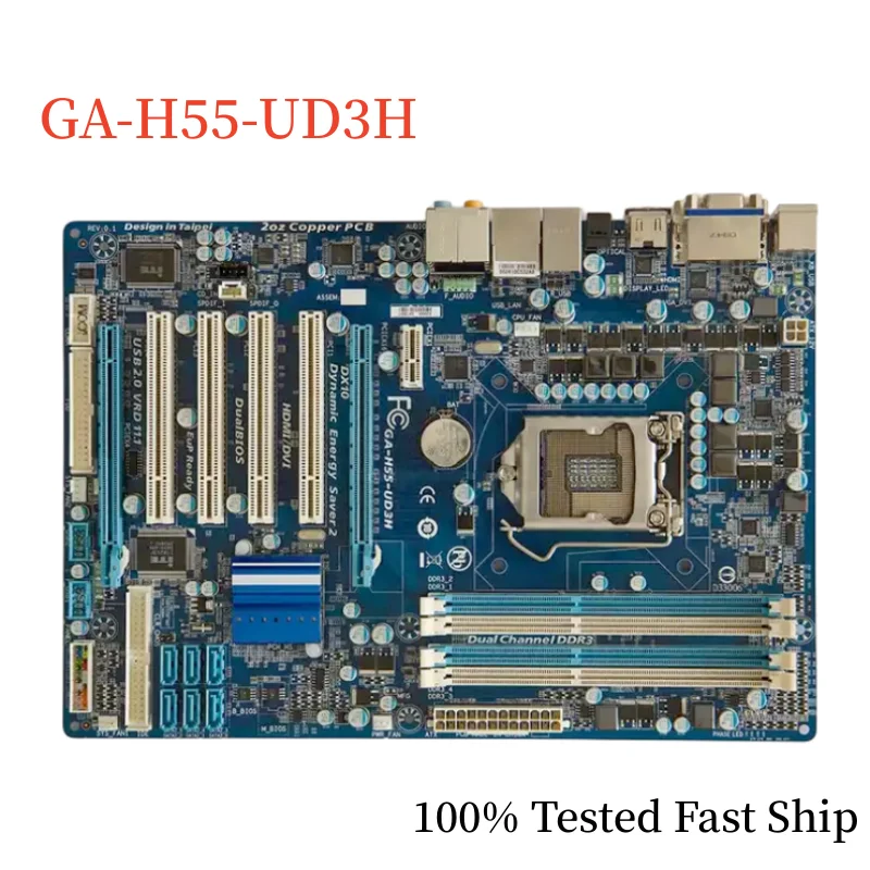 

For Gigabyte GA-H55-UD3H Motherboard H55 16GB LGA 1156 DDR3 ATX Mainboard 100% Tested Fast Ship