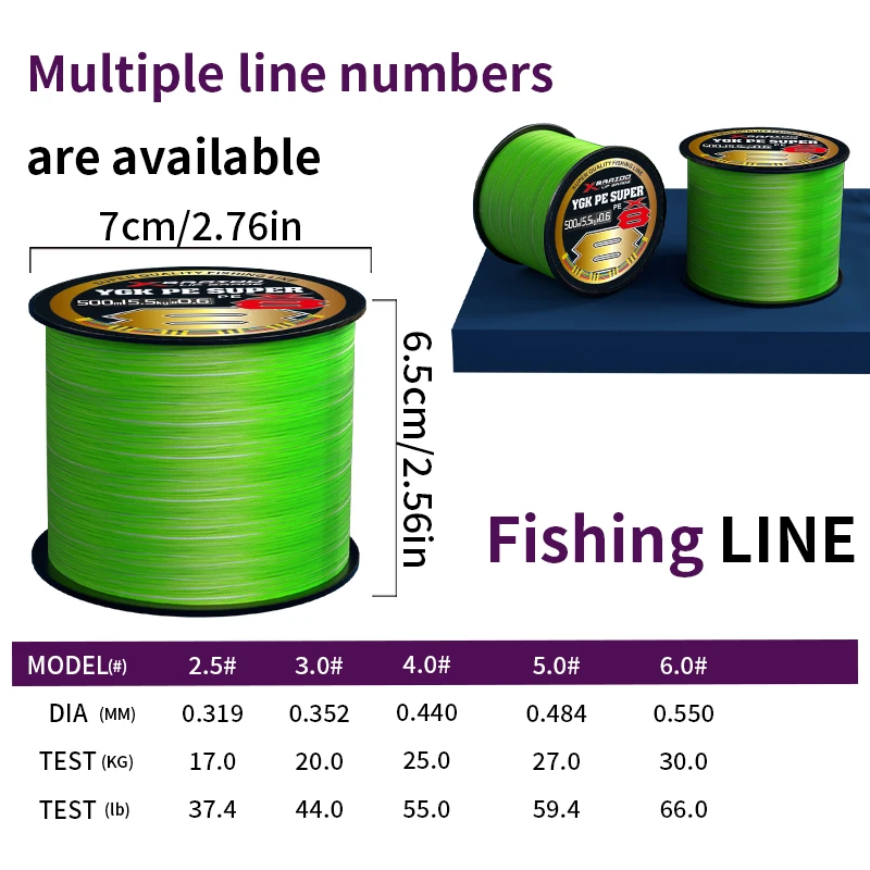 

8 Strands Green Braided Fishing Line 500m Highly Durable and High Quality Fishing Line