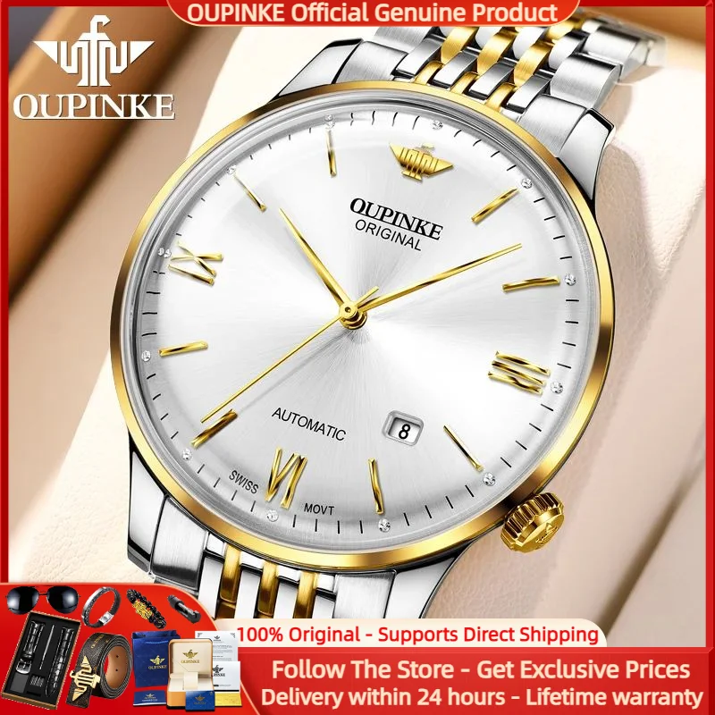 

OUPINKE 3269 Luxury Swiss Certified Watch Men All Automatic Mechanical Watch Original Business Ultra Thin Men Formal Watch Reloj