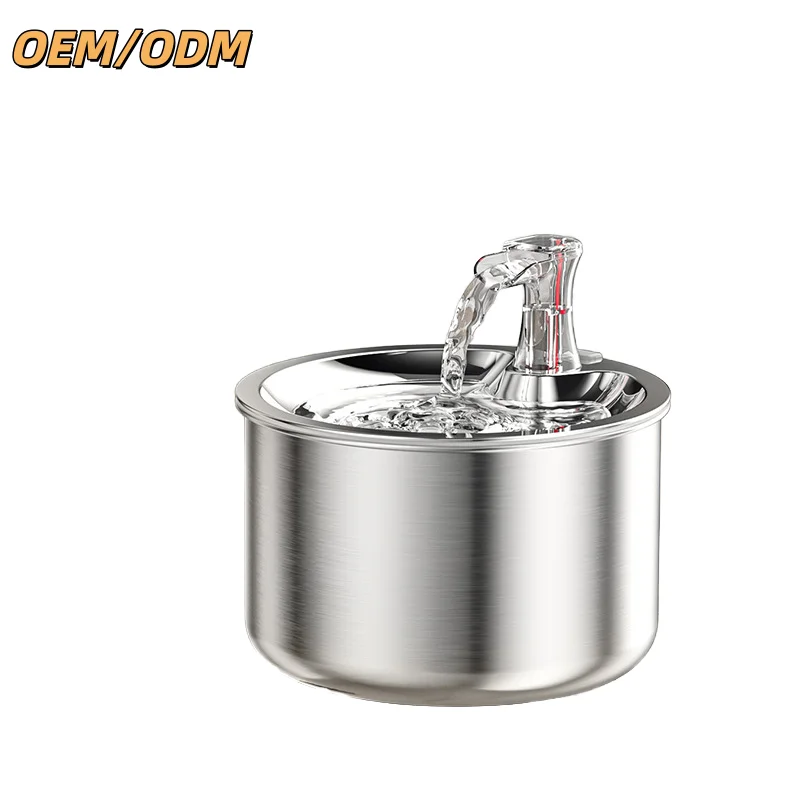 

Stainless Steel Pet Water Fountain 2L 67oz Automatic Intelligent Filtered LCD Display Rechargeable Eco-Friendly Dog Cat Water Di