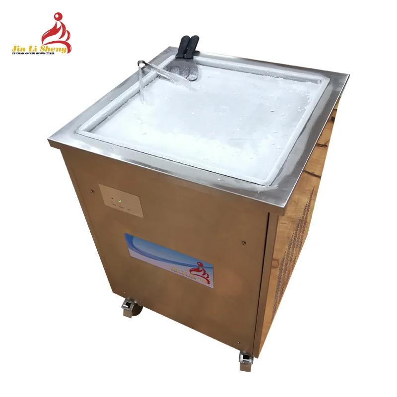 Single Pan Instant IceCream Making Cold Plate Fry Fried Ice Cream Roll Machine Fried Ice Cream Machine With 6 Topping Container