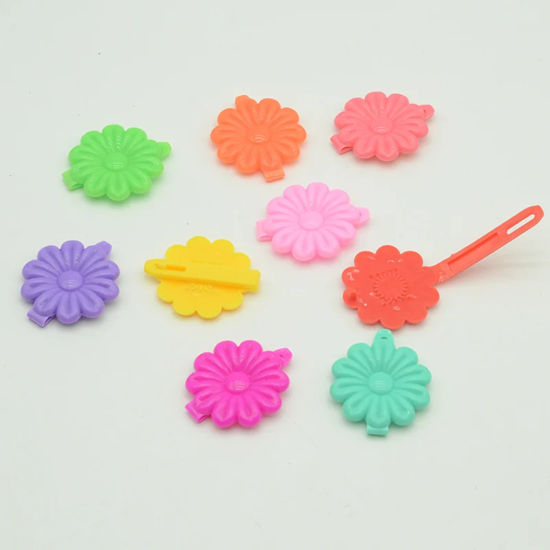 50PCS 3.3cm*4cm Sunflower Plastic Side Hairpins Daisy Floral Hair Clips for Kids Hair Accessories Frog Hair Barrettes
