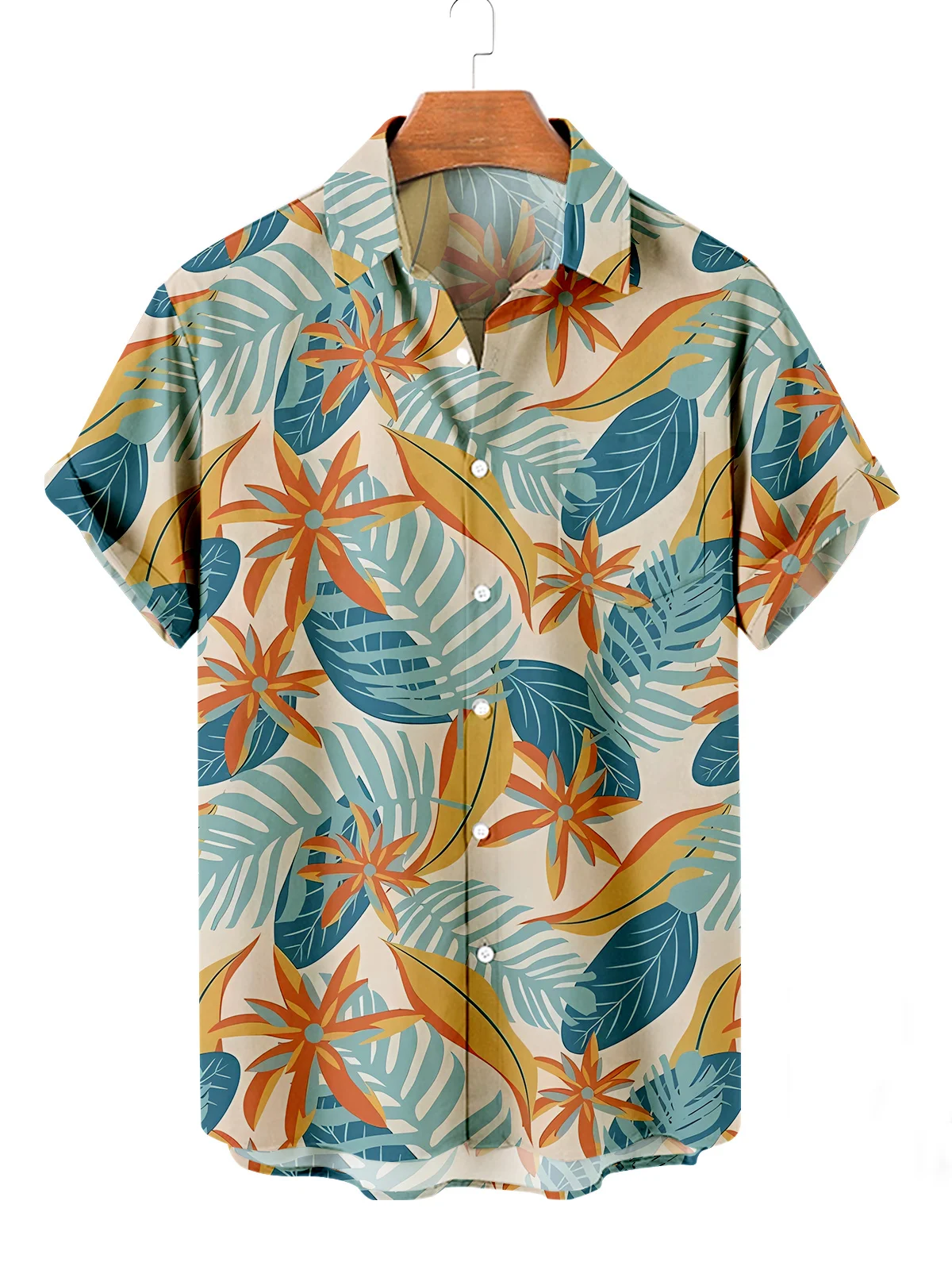 Summer Men\'s Flower Hawaiian Shirts Casual Vacation Short Sleeved Shirts Collar Button Up Shirt Fashion Steetwear For Mens