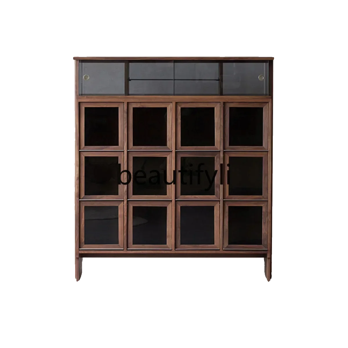 

New arrive New Chinese solid wood tea cabinet simple display retro black walnut storage cabinet