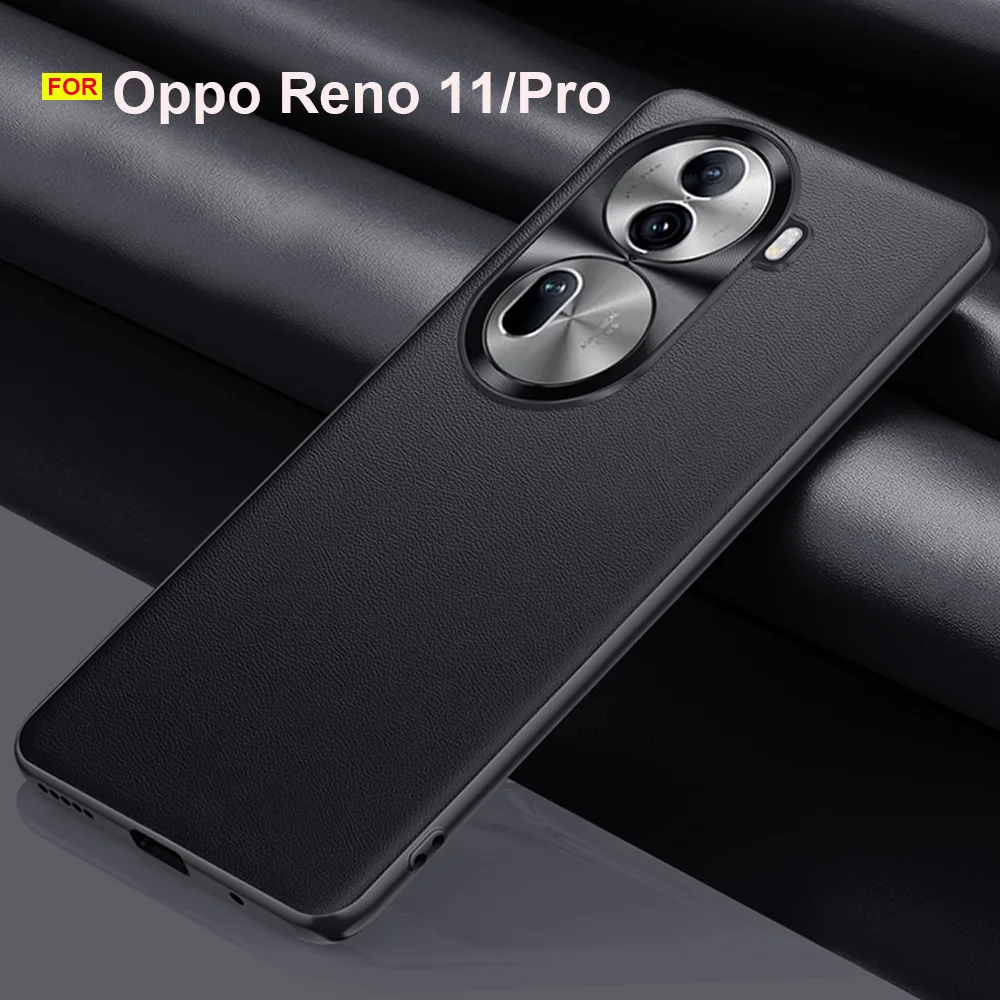 Super Pc Leather Mixture Case for Oppo Reno 11 Reno 11 Pro Phone Case Shockproof Back Cover Metal Camera Cap Soft Bumper Funda