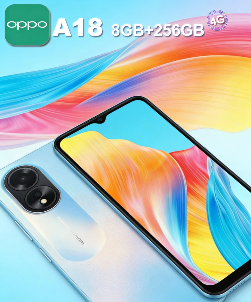 OPPO A18 original mobile phone 8GB+256GB 8million 2million rear camera fashion smart phone EU/US/UK specifications are optional
