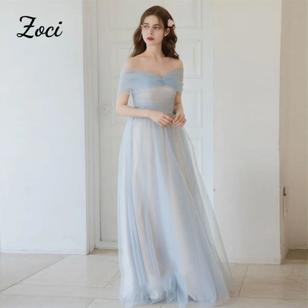 

Zoci Elegant Off Shoulder Korea Wedding Dresses Customized Pleat Off Shoulder A Line Bride Dress Photos Shoot Corset Bridal Gown