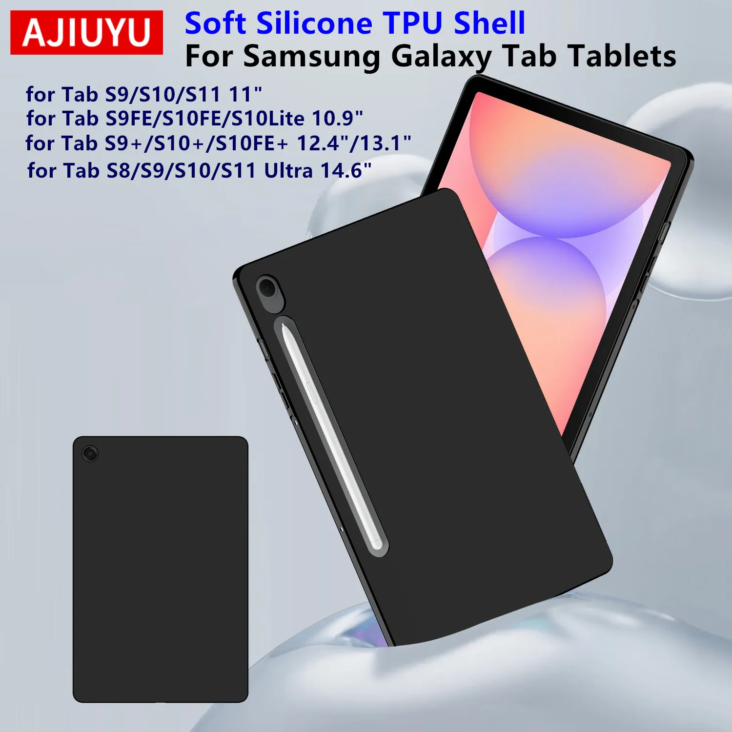 Silikon-Tablet-Hülle für Samsung Galaxy Tab S11 S10 Plus S10 Lite S9 FE 10.9 A9 A11 Plus 11 12.4 Ultra 14.6" Weiche TPU-Rückabdeckung