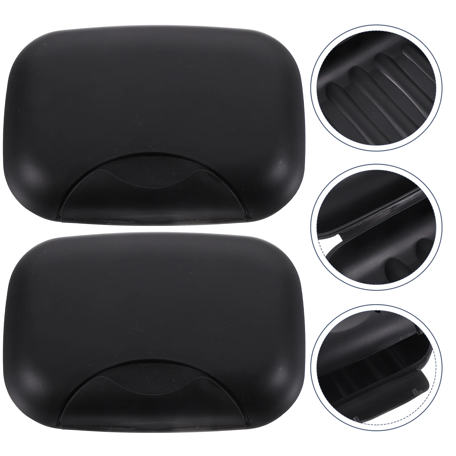 

2Pcs Travel Soap Box Sealing Waterproof Seal Buckle Portable Soap Dish Soap Basket Soap Holder for Men Women Home Black