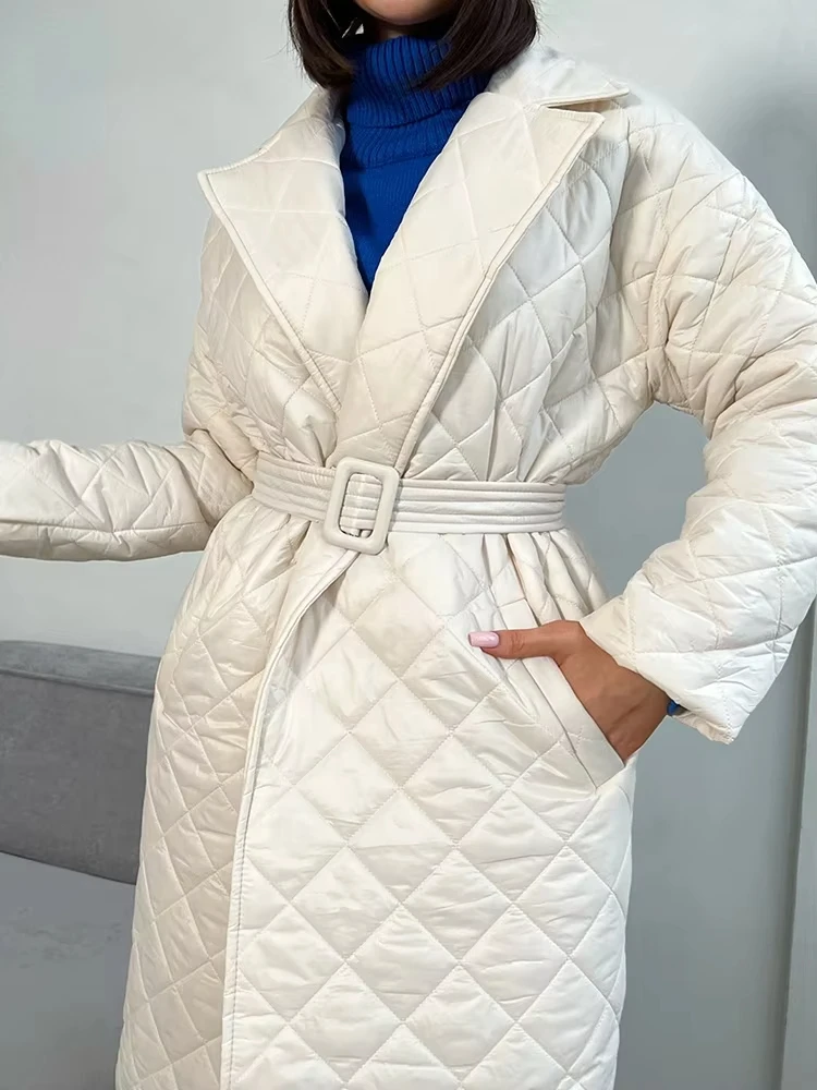 

Fall Winter Long Sleeve Parkas Quilted Coats and Jackets for Women Warm Belt Trench Coat Warm Down Jackets Clothes Winter