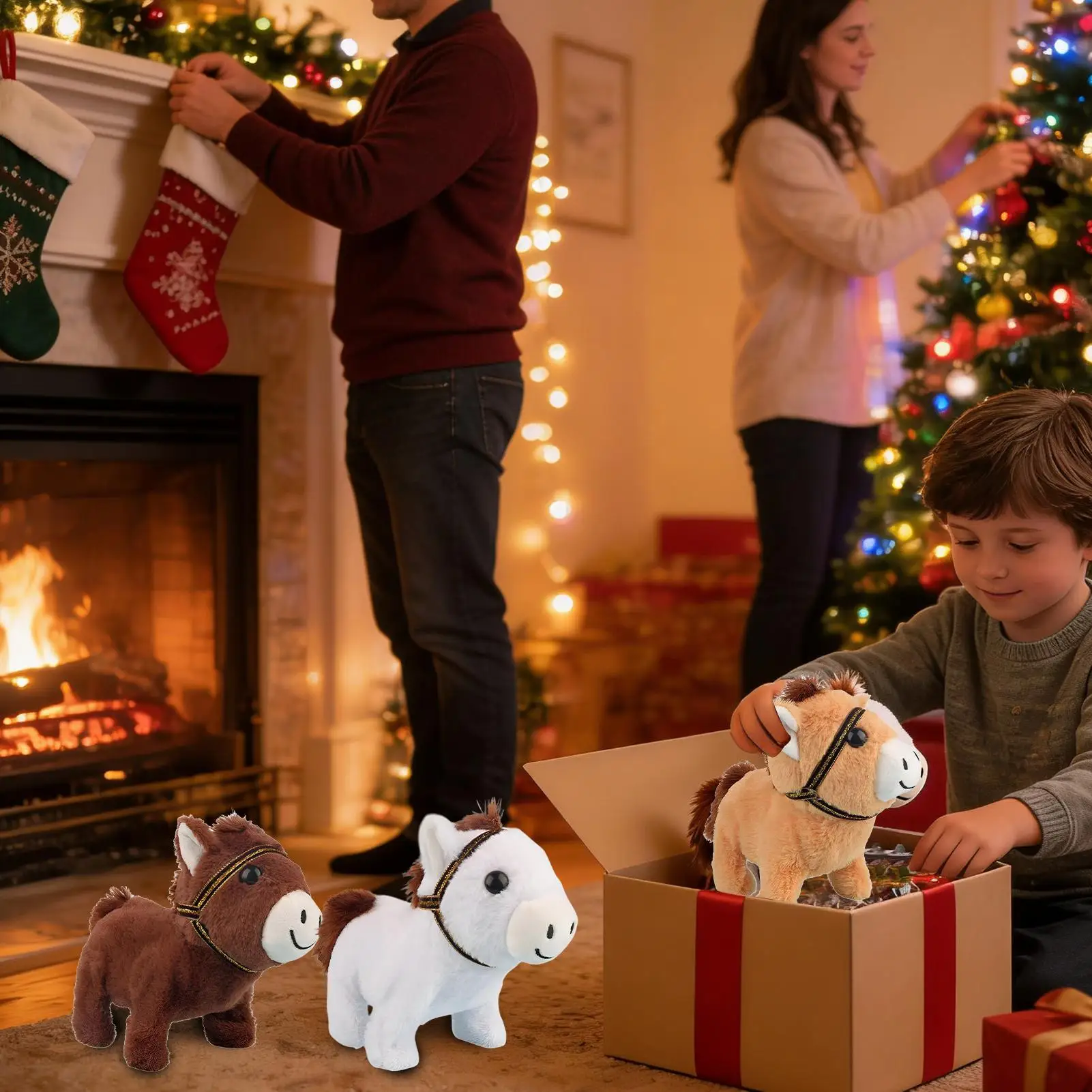 

Plush Horse Electric Plush Toy Soft Animal Doll For Boys Girls Bedroom Living Room Study Car Sofa Bed Nursery Playtime Bedtime