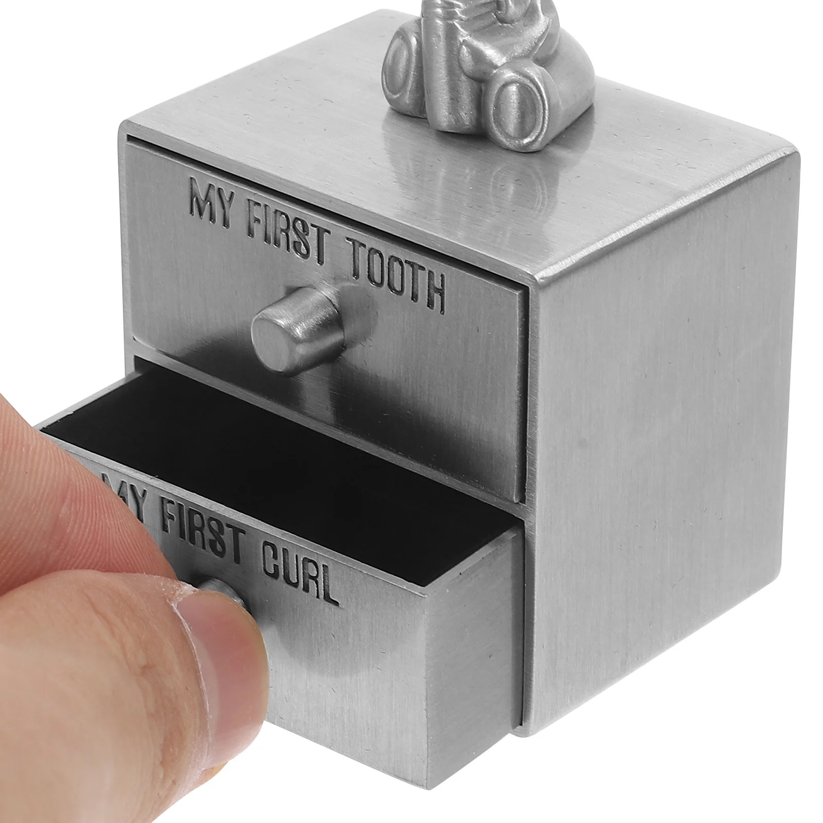 

Baby Tooth Storage Box Metal Double Layer Drawer Type Organizer for First Tooth Hair Keepsake Nursery Baby Keepsake Box