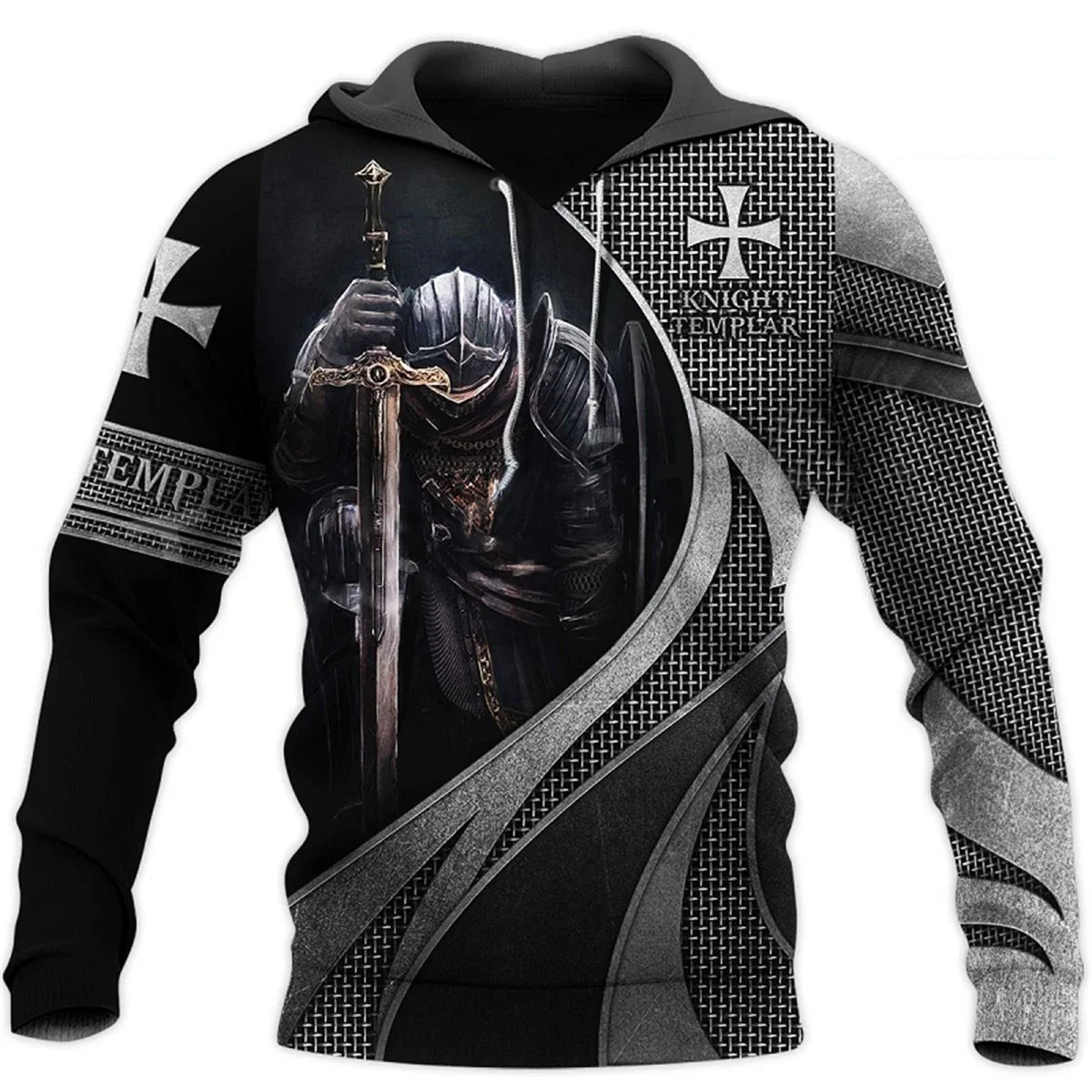 Knights Templar 3d Print Men's Laxity Hoodie Casual Oversized Pullover Popular Streetwear Fashion Sweatshirt Trend Men Clothing