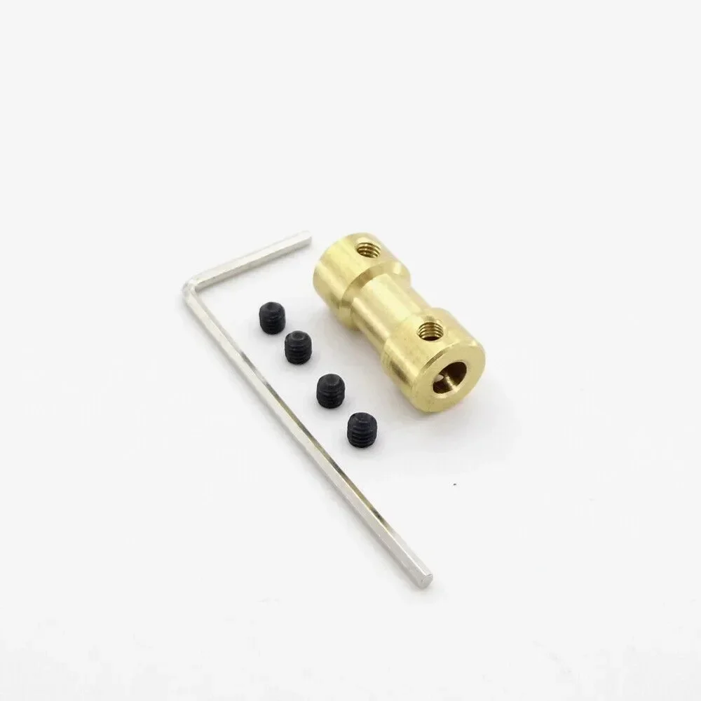 Brass Motor Shaft Coupling, 22 333 17456mm Diameter, 9mm Cross Section, Screw Holes, for RC Boat Car Robot