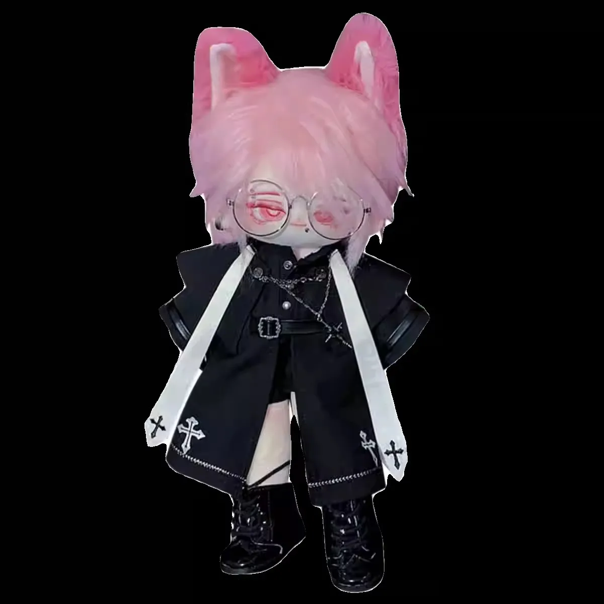 

Комплект модной и стильной одежды для плюшевой куклы 30 см: черная ветровка, шаль, брюки, шорты, обувь. Аксессуары для кукол.