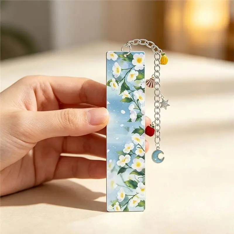 B03B-61 Pcs Sublimation Blank Bookmarks With Charms, Chain And Jump Rings, DIY Wood Bookmark Blanks For Crafts And Gifts