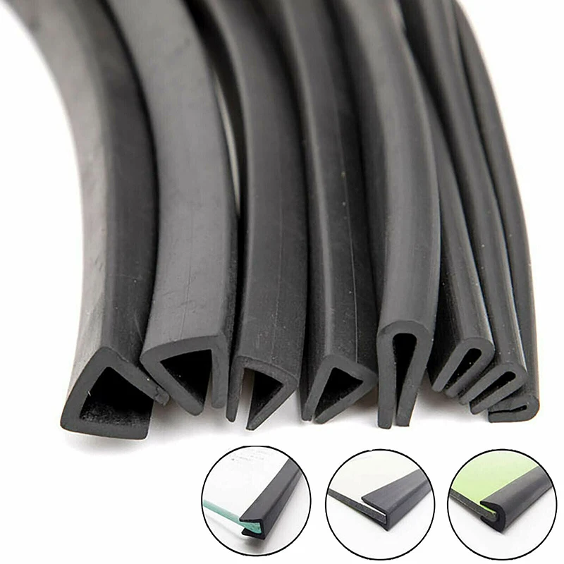 Fillet/Flat Angle U-shaped Rubber Edging Strip Glass Edge Sealing Strip Metal Sealing Mechanical Clip Width 4-16mm