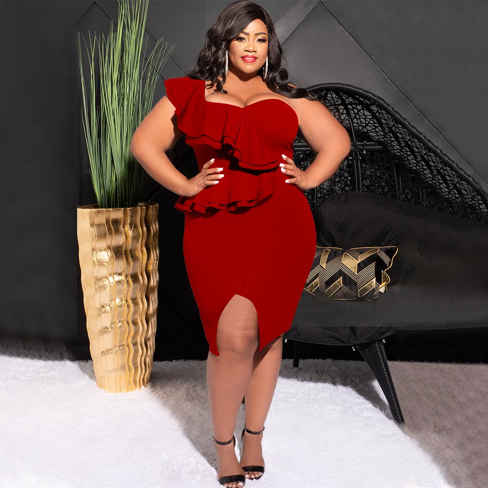 strapless open back dress Full Size Ruffled Layered Petal Sleeve Dress Plus Size Black / S main image 1
