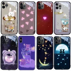 INS Cute Cartoon Light Phone Case For iPhone 11 12 13 14 Pro XS Max XR 8 Plus Bear Fashion Brand Couples LED Flash Cover Retro