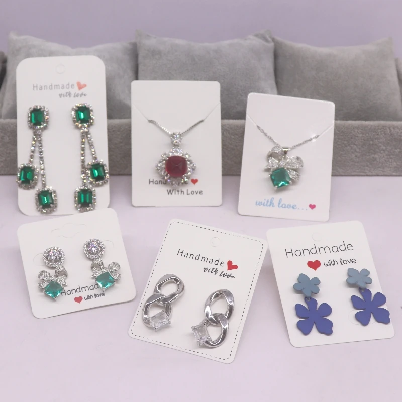 50pcs  white/kraft latest hot selling earrings and necklaces display cards