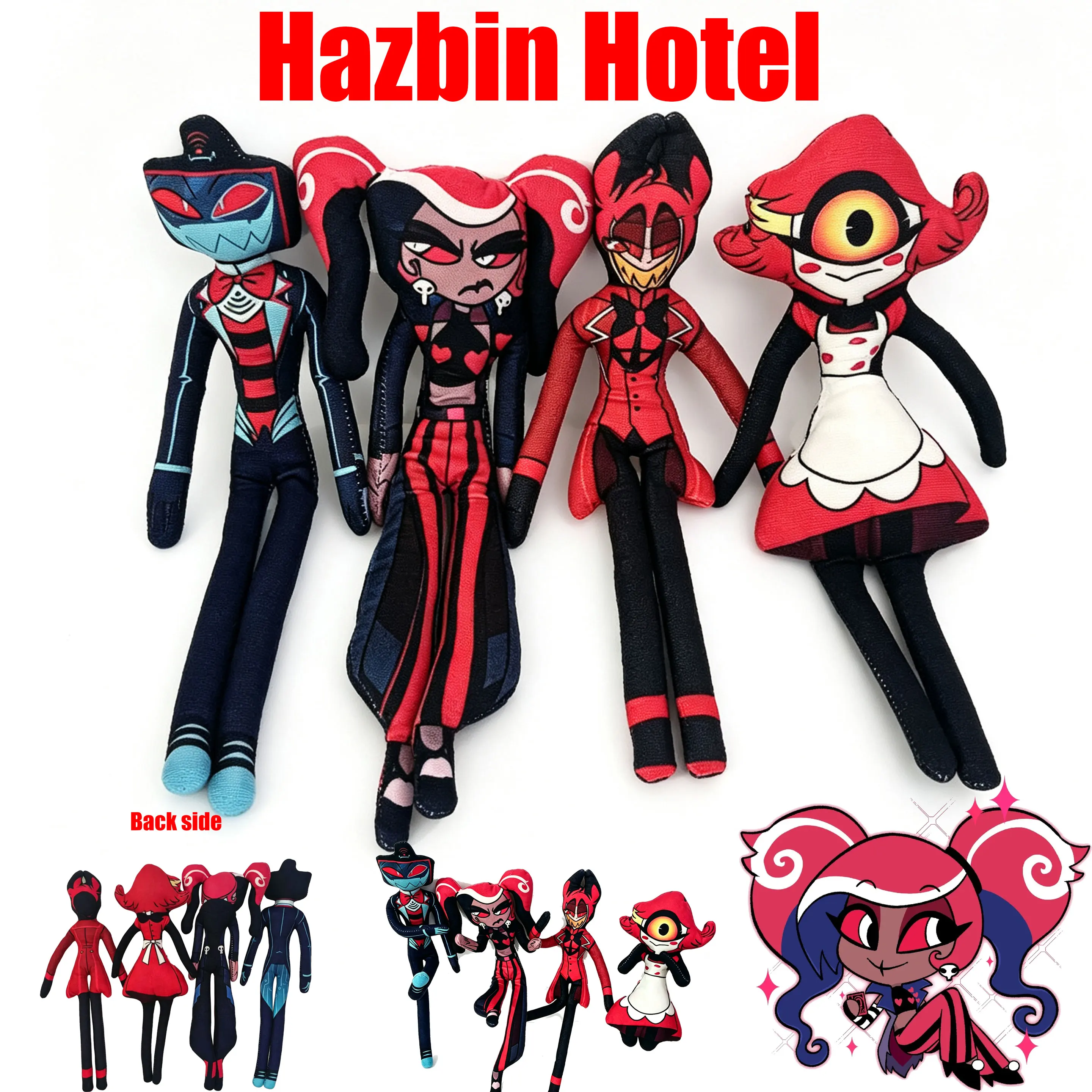 Hot Anime Hazbin Hotel Alastor/Niffty/Vox/Velvette Cosplay Plush Body Wire Skeleton Action Abstract Stuffed Doll Room Ornament