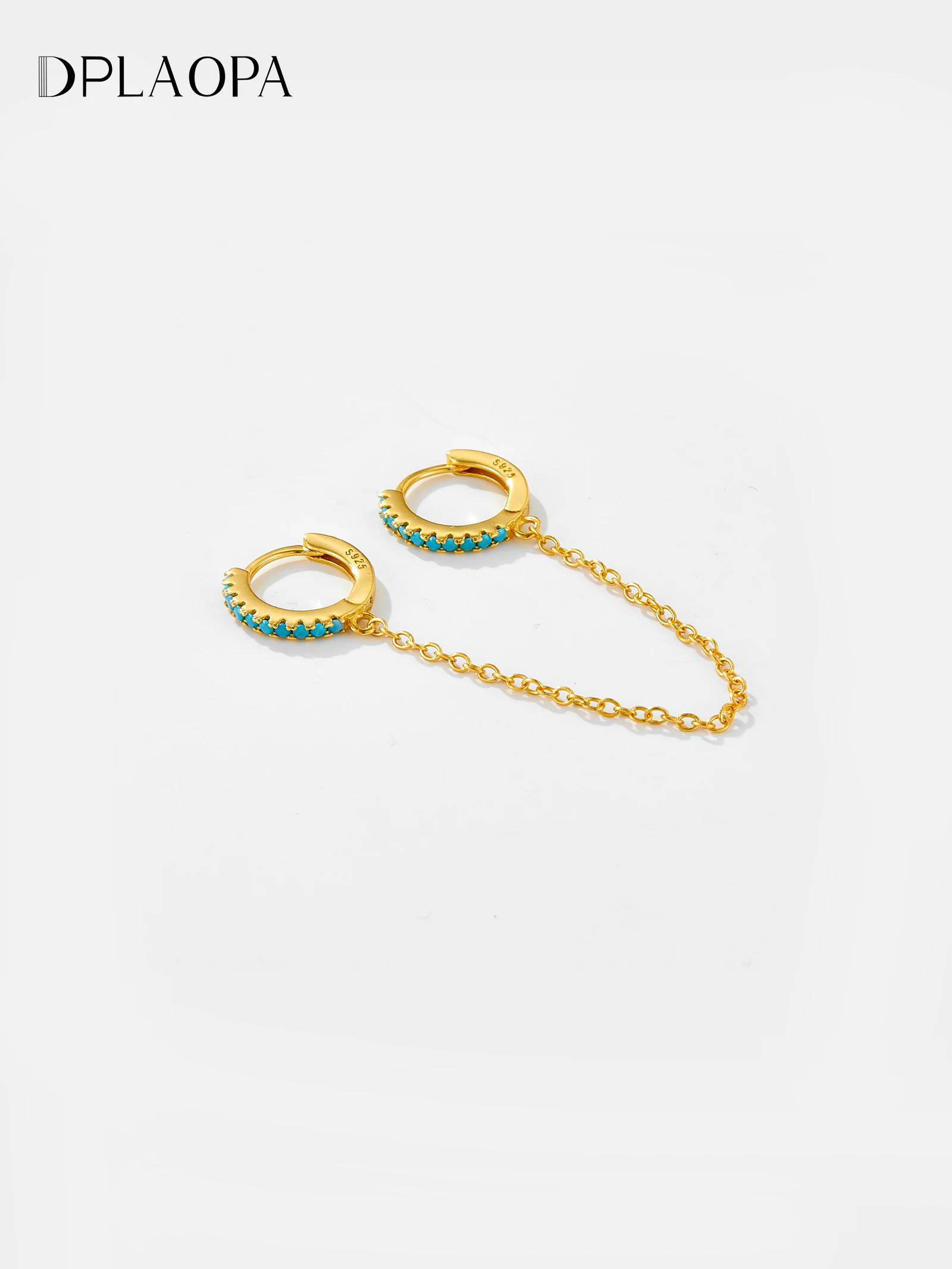 

DPLAOPA Women 100% 925 Sterling Silver Zircon Double Hoop Chain Earrings Simple Advanced Fashion Luxury Jewelry Gift For Women