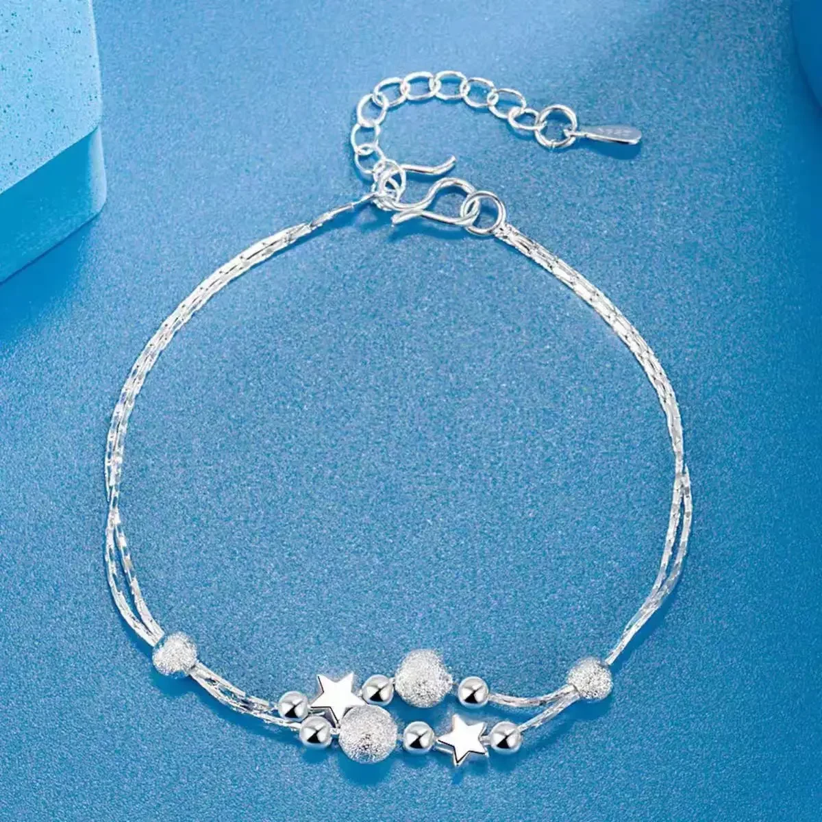 925 Sterling Silver Beautiful Stars Bracelets For Women Korean Fashion Designer Adjustable Bead Bracelet Luxury Original Jewelry