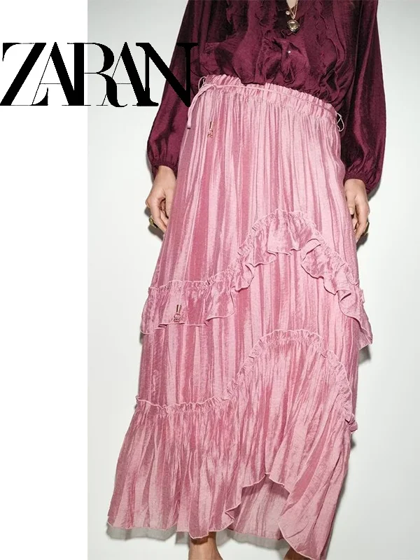 

Модная многослойная декоративная юбка миди для женщин, новинка Весна 2026, приталенная, А-силуэт, из полиэстера