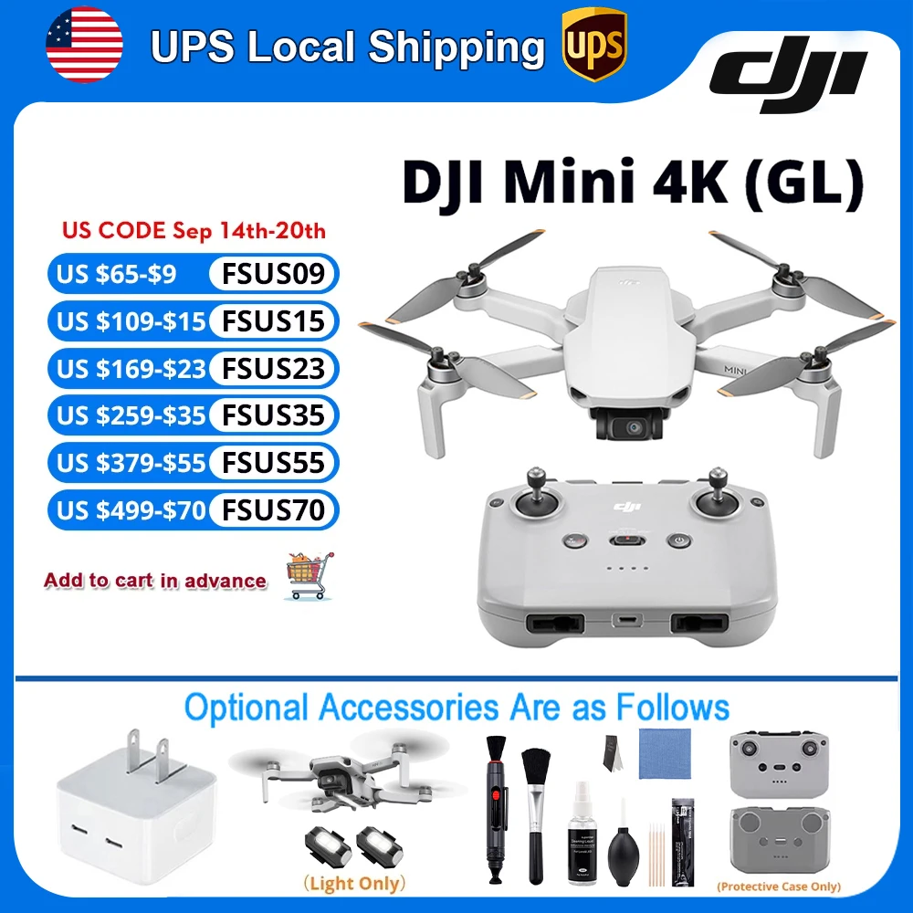 DJI Mini 4K Drone with Optional Accessory | Drone 4K Professional UHD Camera | Drones with a Camera | Under 249g | Long Time Flight | 3-Axis Mechanical Gimbal | Foldable GPS UAV for Beginners & Travel