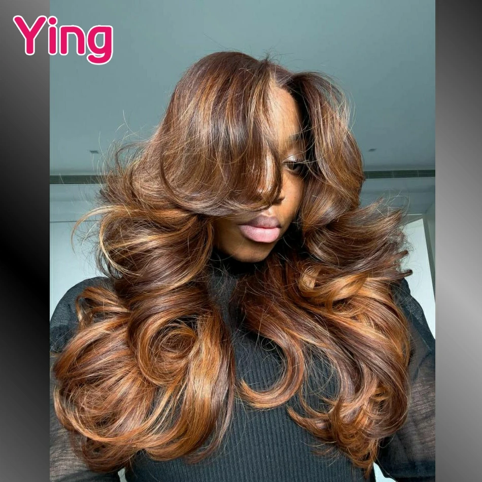 

Ying 200% Peruvian Highlight Brown #27 Body Wave 13x6 Transparent Lace Front Wig PrePlucked With Baby Hair 13x4 Lace Frontal Wig