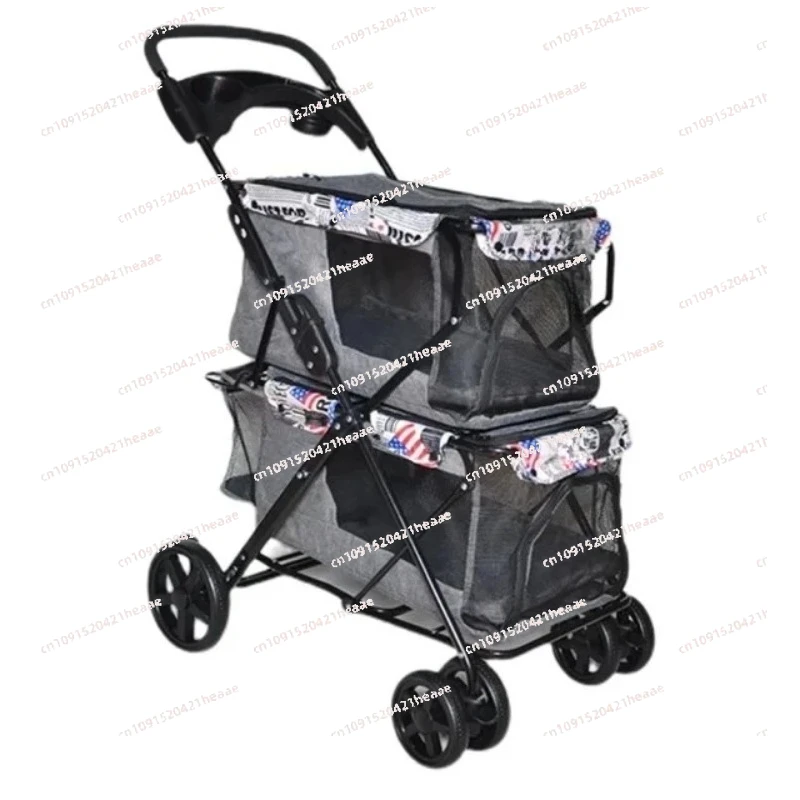 مناسبة لعربة قابلة للطي بعربة مزدوجة وحقيبة نقل للصدمات ذات أربع عجلات للسفر