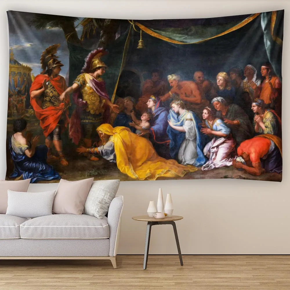 European Dreamy Classic Art Wall Mural Soft Fabric Tapestry Retro Figures Oil Paintings Palace Living Room Decor
