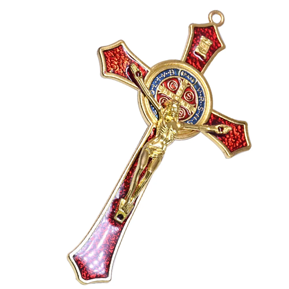 

Ornament Gold Electric Metal Drip Oil Cross Prayer Decoration Supplies (red) Household Adornments Manual Theme Party For Home