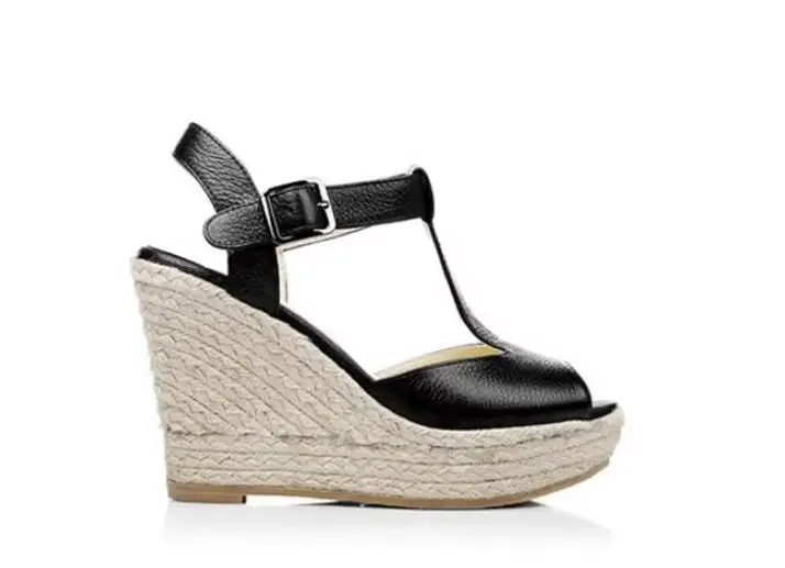 30-43 estate donna Open Toe scarpe principessa T cinturino fibbia zeppa sandali tacco alto taglia 30 31 32 33 a 41 42 43