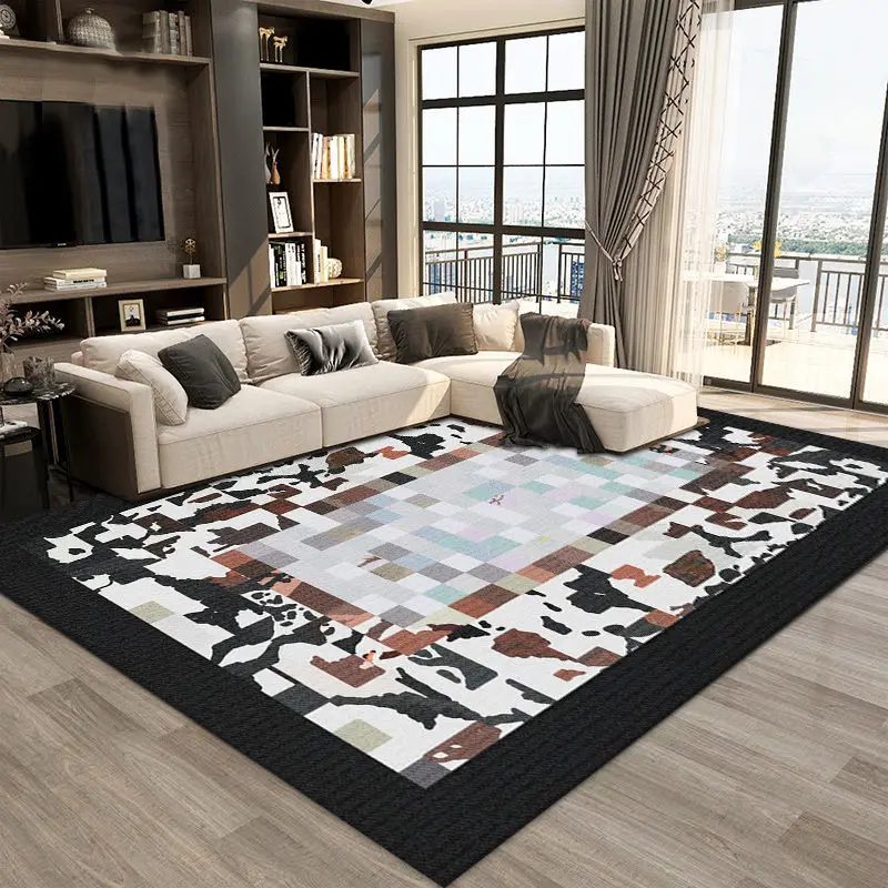 Carpets for Living Room Geometric Patchwork Home Decoration Floor Mats Lounge Rug Cowhide Texture Bedroom Carpets Big Size