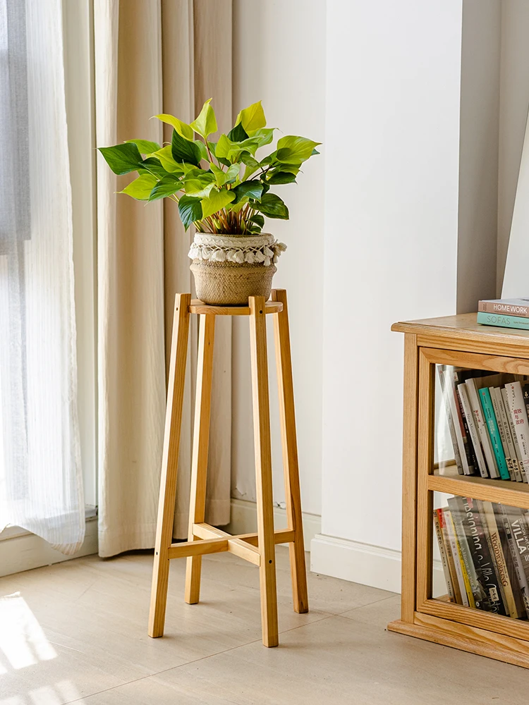 Balcony flower pot rack Solid wood floor to floor multi-layer Chinese style wooden succulent green pineapple flower rack Living