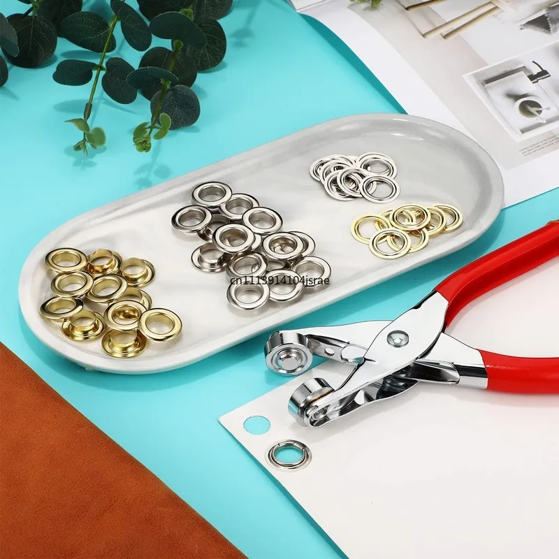 For 6mm Flared Eyelet Tool Kit Metal Round Grommet Hand Pliers For Shoes Bags Fastener Craft Accessories