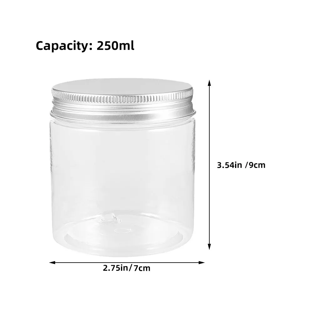 20Pcs Silver Aluminum Cap Jar Clear Plastic Storage Containers Versatile Household Kitchen Cream Candy Jars Airtight Lids view 3