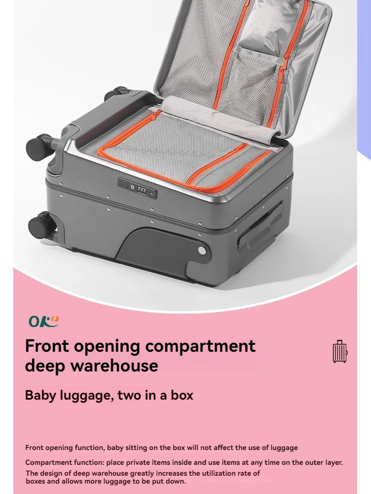 Valise de maman, valise pour enfants, peut être ridde ou embarquée, valise de 20 pouces, bagage de voyage en PC pur