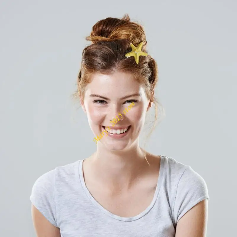 E15F Fashion Hair Clip Strong Star Star Fish Barrette للأطفال البالغين ملابس مختلفة